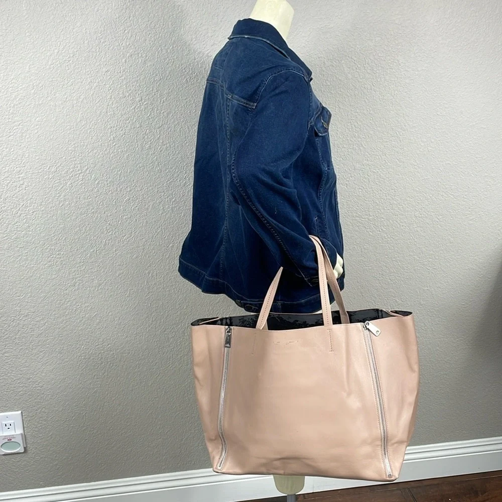 Rare Celine Horizontal Zip Gusset Cabas Tote Bag Large Shopper Beige Leather